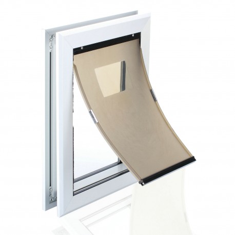 Magnetic Closure Large Pet Door Energy Efficiency Aluminum Silver Silent Action Magnetic Closure Large Pet Door Energy Efficiency Aluminum Silver Silent Action