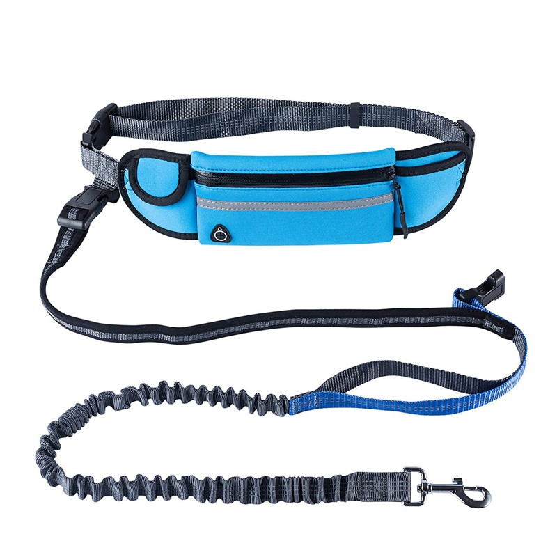 Hands Free Running Bungee Dog Leash with Waist Bag Reflective Reliable Control