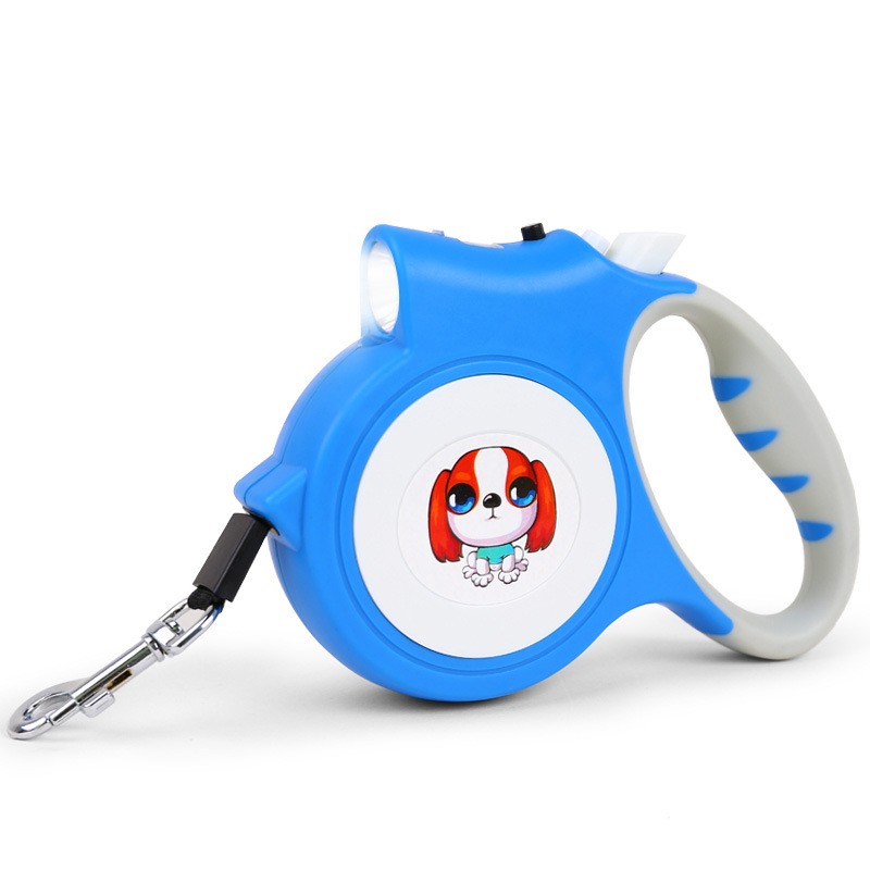 Quick Release Retractable Lighted Leash for Dog Flashlight Soft Handle