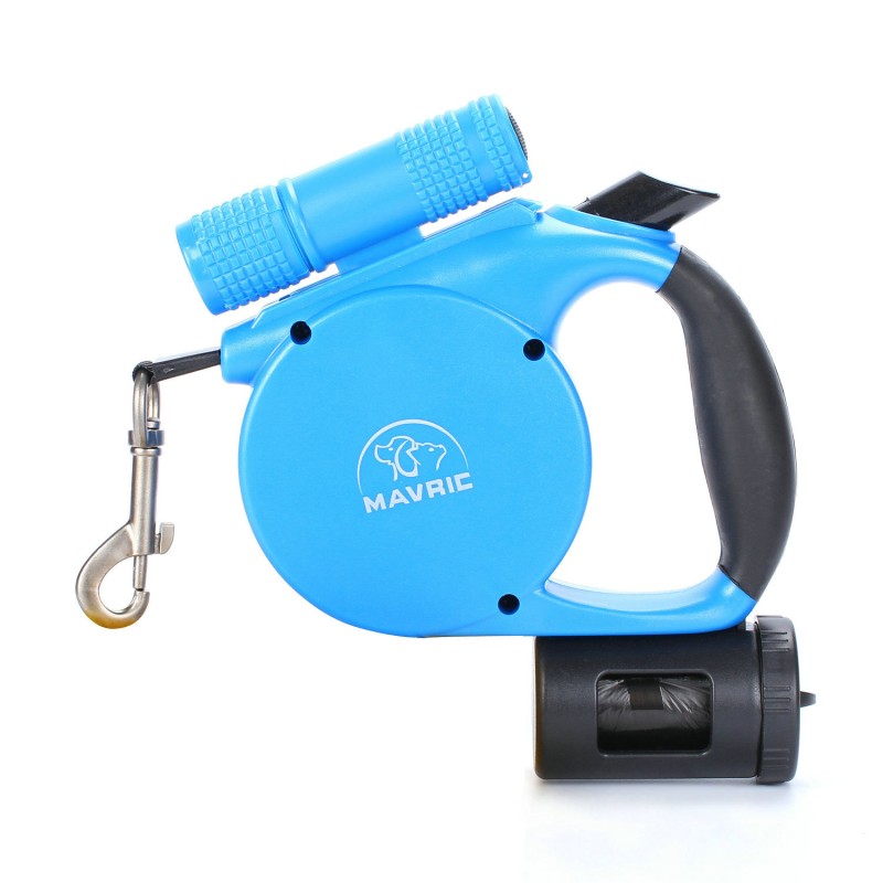 Durable Retractable Quick Release Dog Leash with Waste Bag Dispenser