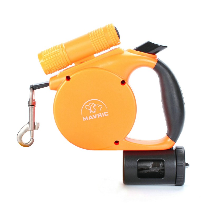 retractable dog leash with light and bags