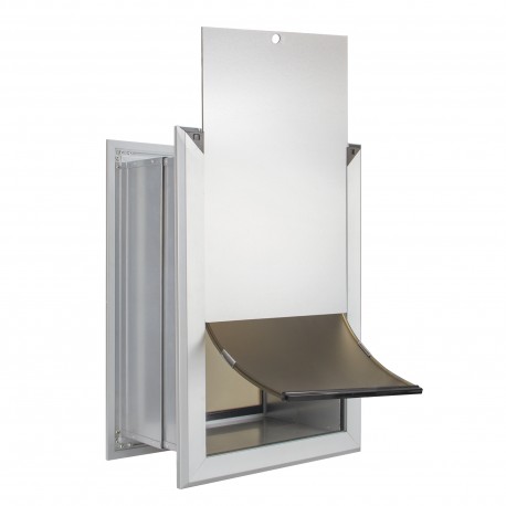Dog Door for Wall, Large Dog Door with Magnetic Double Flaps, Aluminum Frame, Telescoping Tunnel, Security Lock, Energy Efficient, Easy Installation
