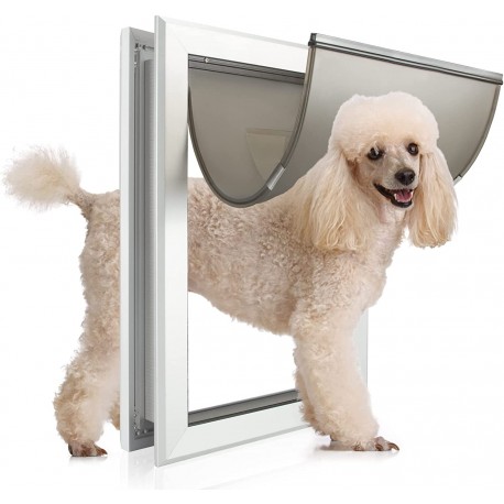 Large Pet Door Aluminum Dog Door, Large Dog Door with Slide-in Lock Panel and Magnetic Flaps, Durable Aluminum Frame, Energy Efficient, Easy to Install, Heavy Duty, Medium Large Pet Door Aluminum Dog Door, Large Dog Door with Slide-in Lock Panel and Magnetic Flaps, Durable Aluminum Frame, Energy Efficient, Easy to Install, Heavy Duty, Medium