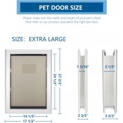 Dog Door, Aluminum Frame, Durable Magnetic Double Flaps Heavy-Duty Pet Door, Slide-in Lock, Energy Efficient, Easy to Install for Interior/ Exterior Door /Wall(Up to 220 Lb), X-Large