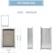 Dog Door for Wall, Telescoping Tunnel, Aluminum Frame, Durable Magnetic Double Flaps Heavy-Duty Pet Door, Security Lock, Energy Efficient, Easy to Install(Up to 40 Lb), Medium