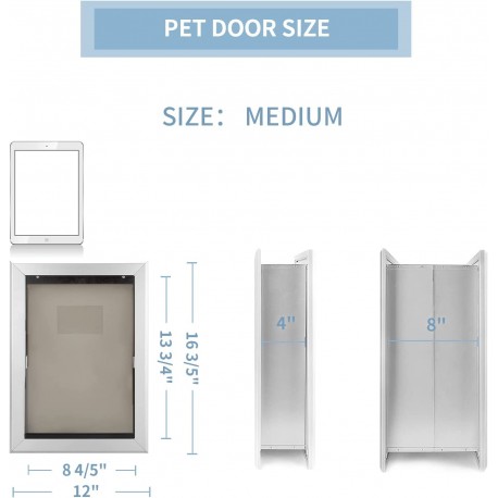 Dog Door for Wall, Telescoping Tunnel, Aluminum Frame, Durable Magnetic Double Flaps Heavy-Duty Pet Door, Security Lock, Energy Efficient, Easy to Install(Up to 40 Lb), Medium