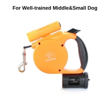 Outdoor Reflective Retractable Dog Leash with Light Waste Bag Dispenser