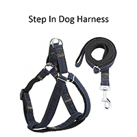 Trendy Denim Comfortable Step In Dog Harness Adjustable Leash Included Durable Control